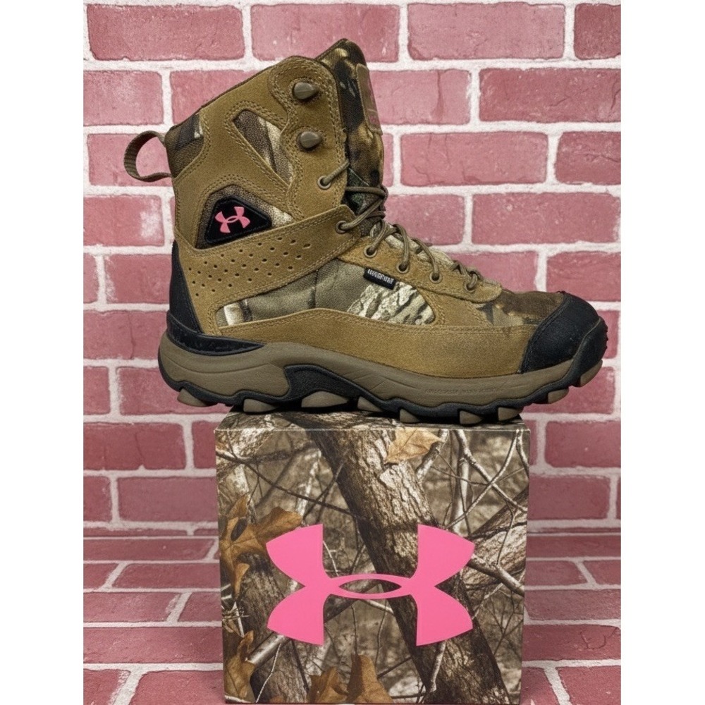 Rare🔥Under Armour‎ 🩷Speed Freek  Hunting Boots Realtree Pink&Camo Waterproof 8